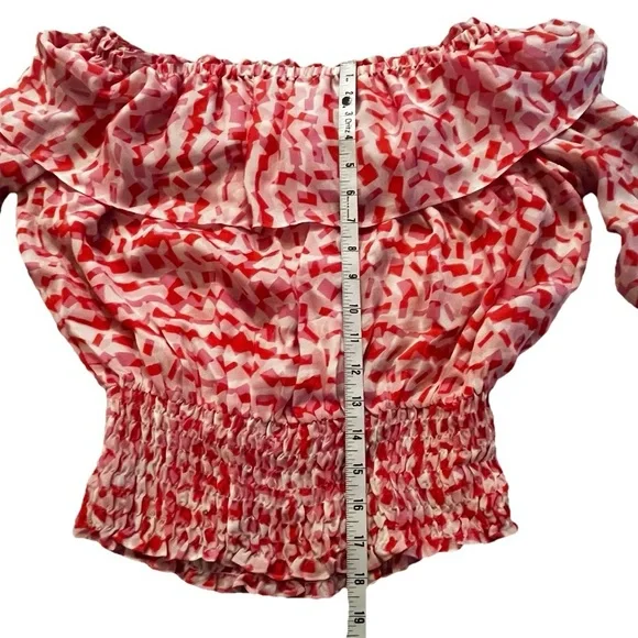 DKNY Colorful Silk Off the Shoulder Ruffle Blouse - M - Picture 6 of 7